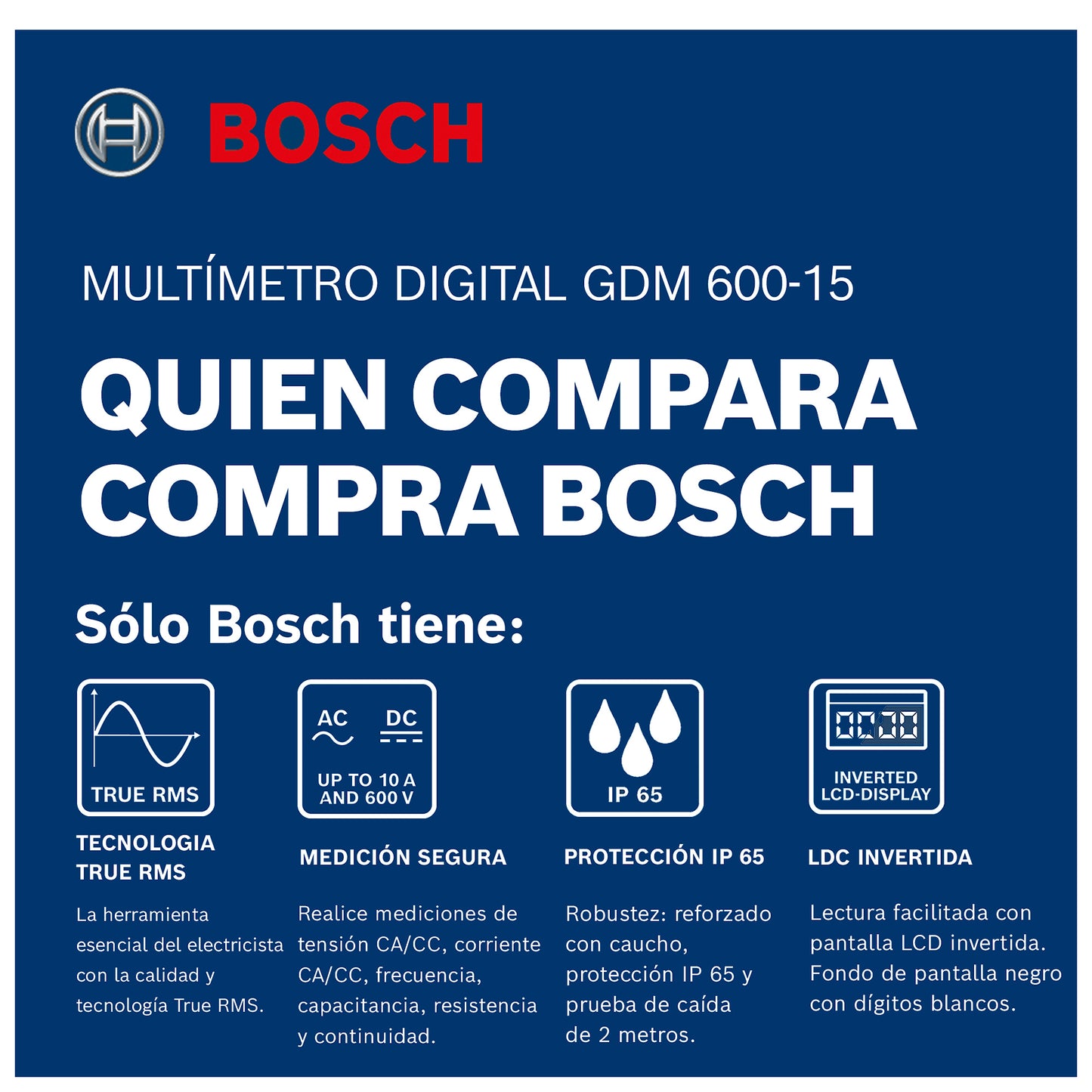 Multímetro Digital Bosch Gdm 600-15 600v + Bateria 3.7v 1.0 Ah