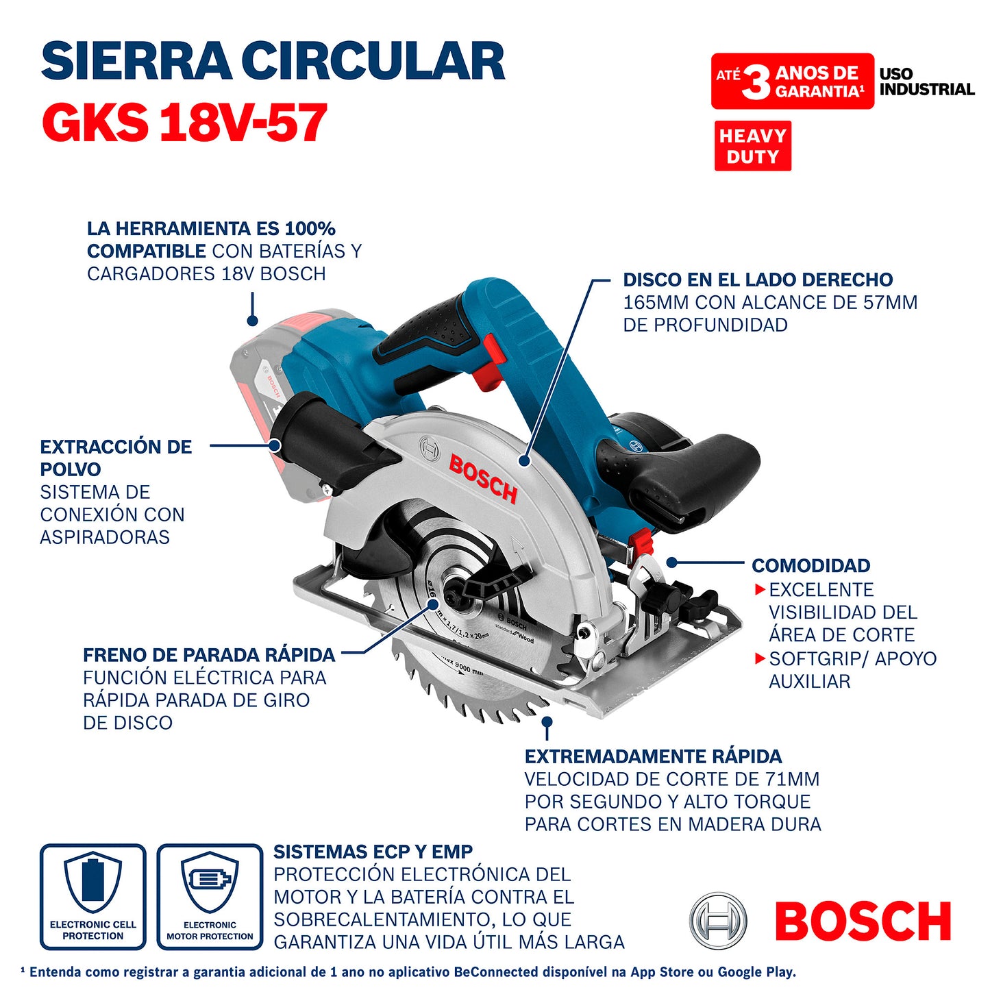 Sierra Circular Bosch Professional Heavy Duty Gks 18v-57
