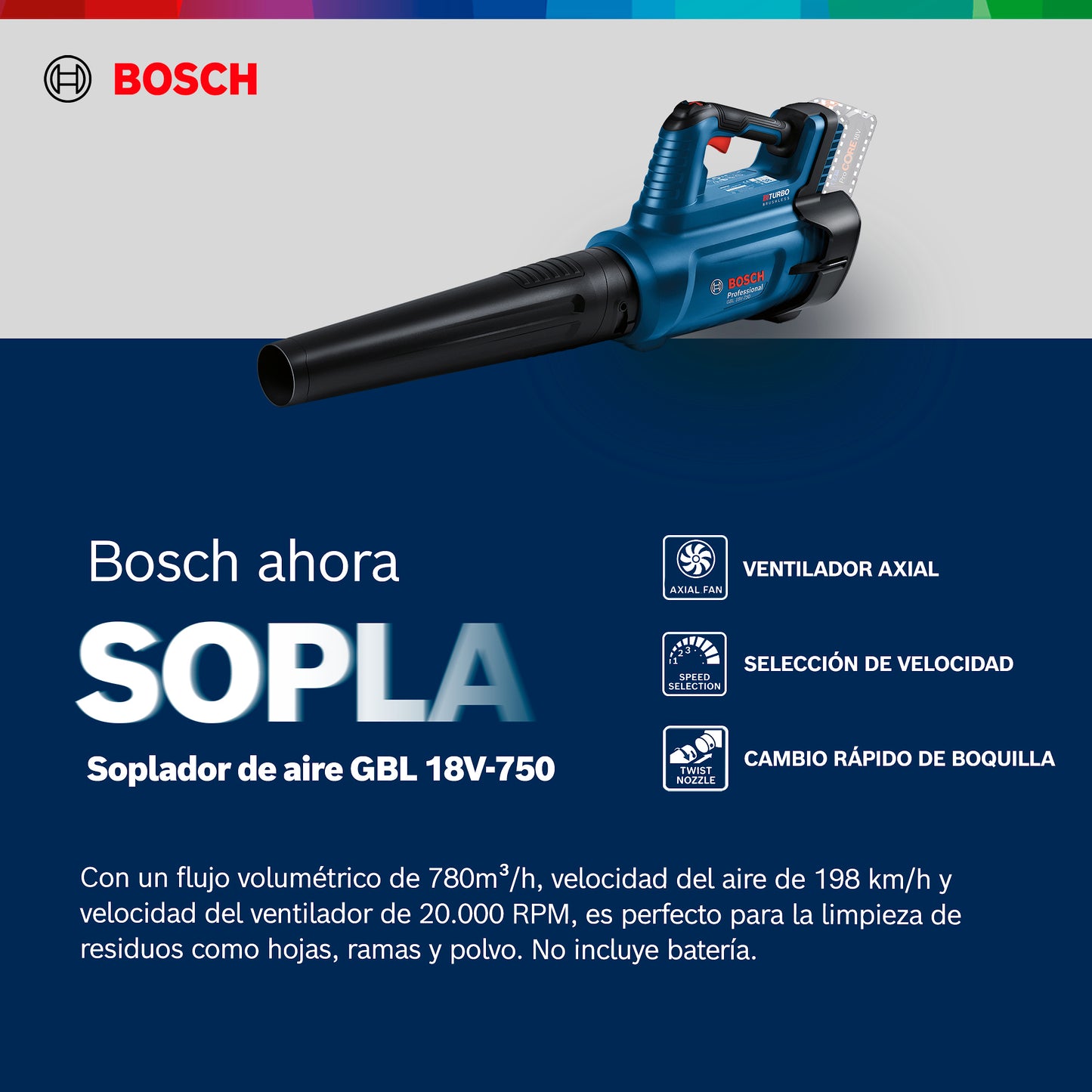 Aspiradora De Jardin GBL 18V-750 Azul 18v 780 M3/h