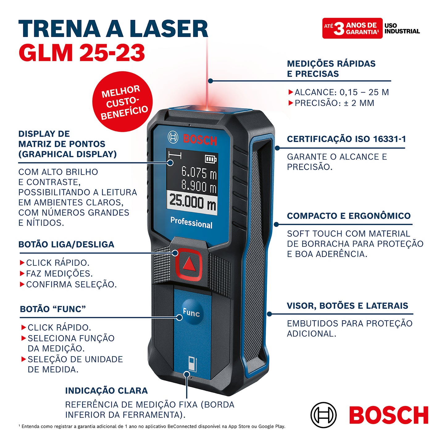 Medidor Láser Bosch Glm 25-23 Con Alcance De 25m
