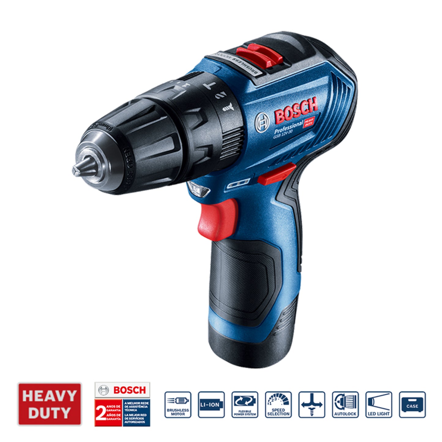 Bosch Rotomartillo de Batería GSB 12V-30 Inalámbrico 3/8" 12V (Baterias y Cargador)