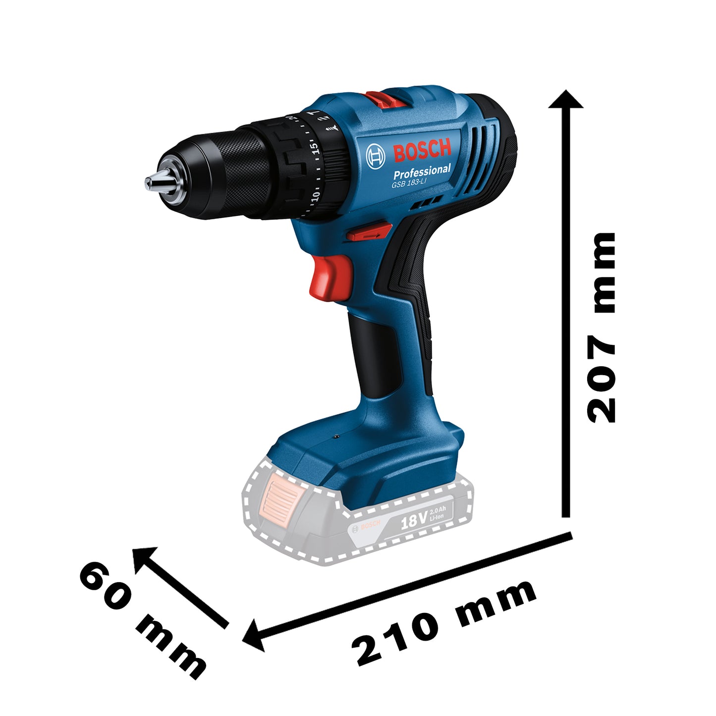 Taladro Percutor Bosch Gsb 183-li 18v Azul Sin Batería
