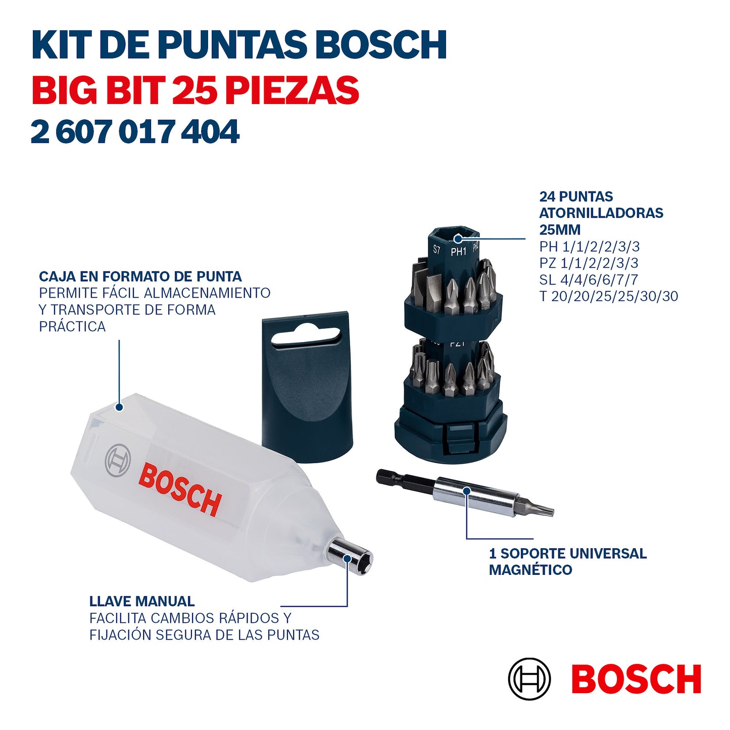 Juego De Brocas De Destornillador Bosch Kit De 25 Piezas