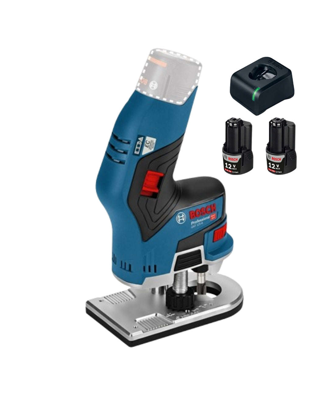 Router Bosch Inalámbrico Para Madera Gkf 12v-8 12v + Kit Cargador 12V