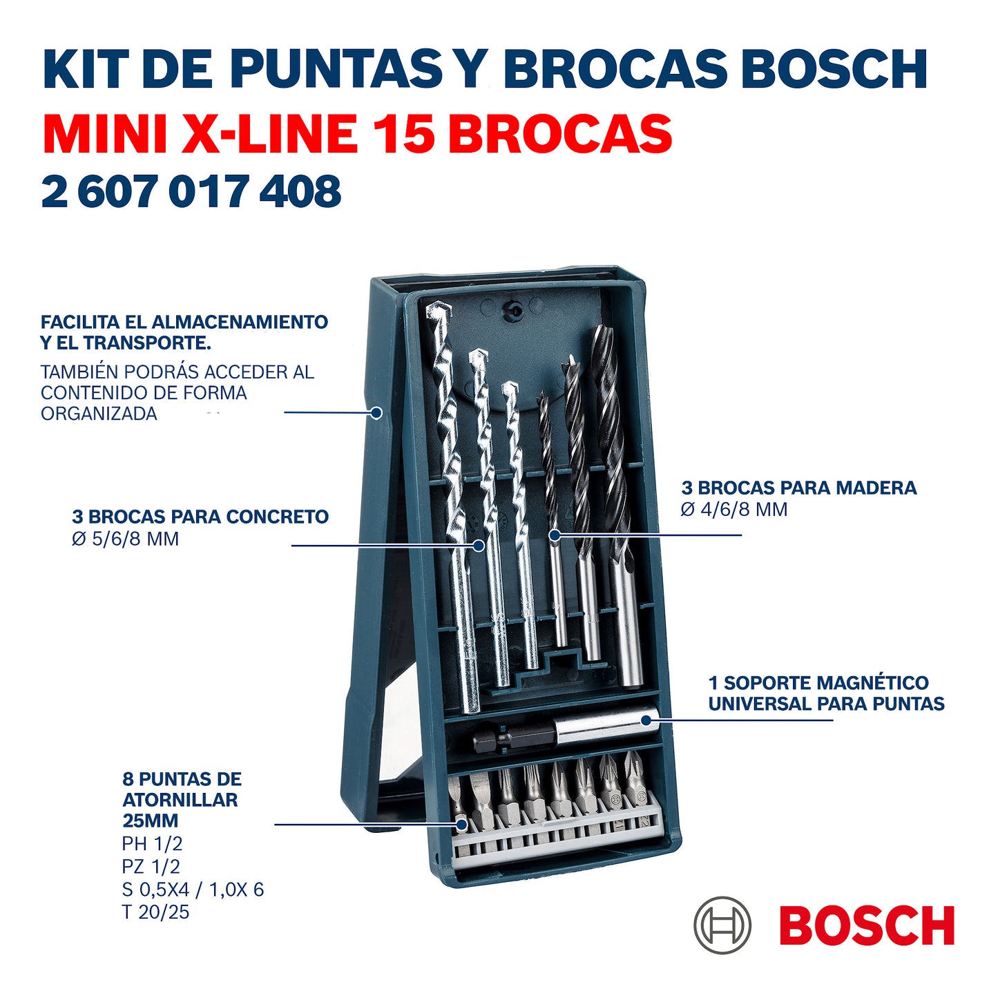 Set Puntas Y Brocas Bosch Mini X-line 15 Unidades